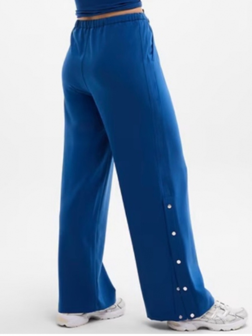 NWT Athleta MVP Wide Leg Snap Leg Pant Trouser Maritime Blue Pull On Pant Large